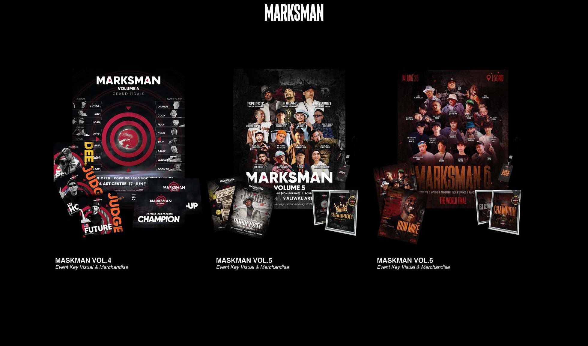 Marksman Vol. 4, 5 and 6 — event key visual & merchandise