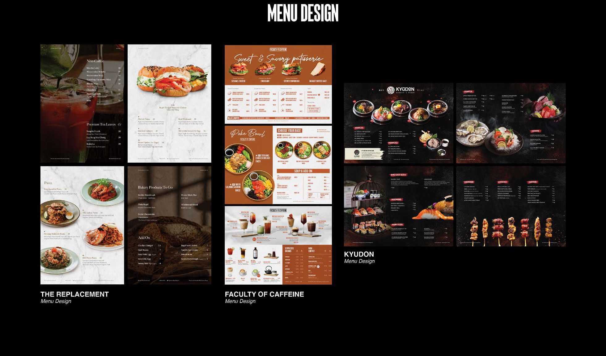 Menu design — The Replacement, Faculty of Caffeine, Kyudon
