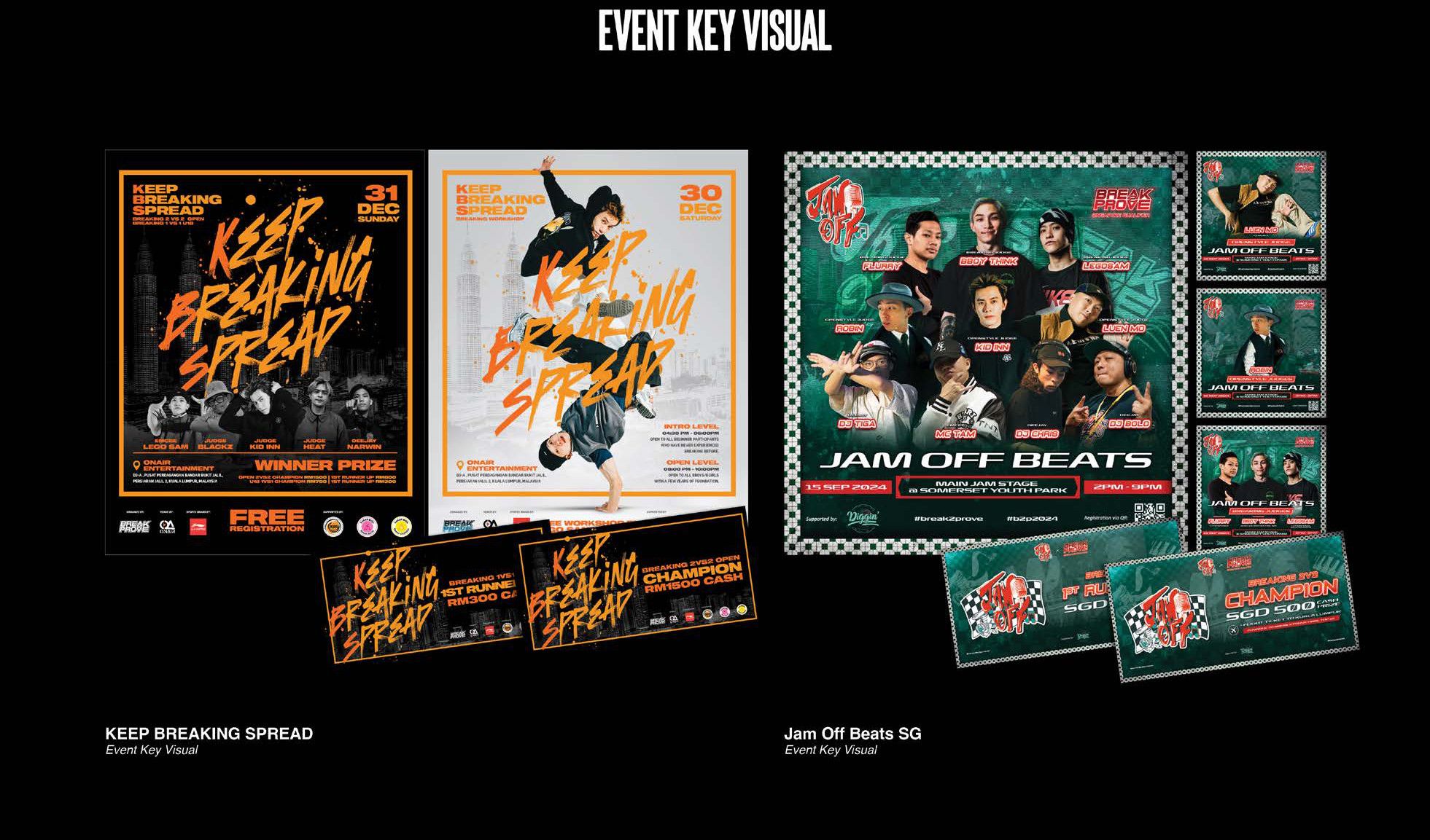 Keep Breaking Spread and Jam Off Beats SG key visuals