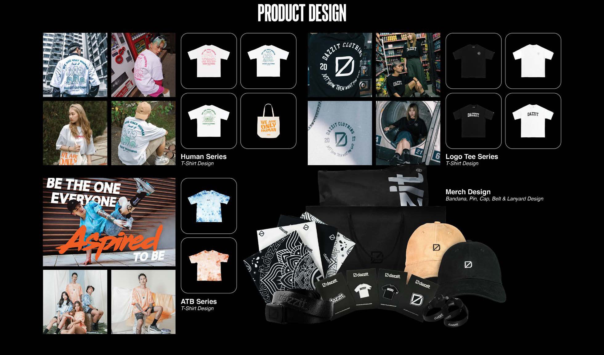 Product design — Human, ATB, Logo Tee series and merch